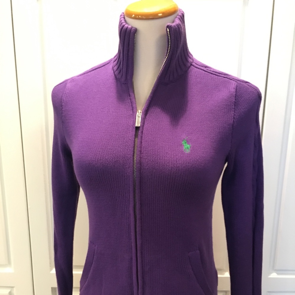 NWT Ralph Lauren Zip Up Purple Sweater Size Small